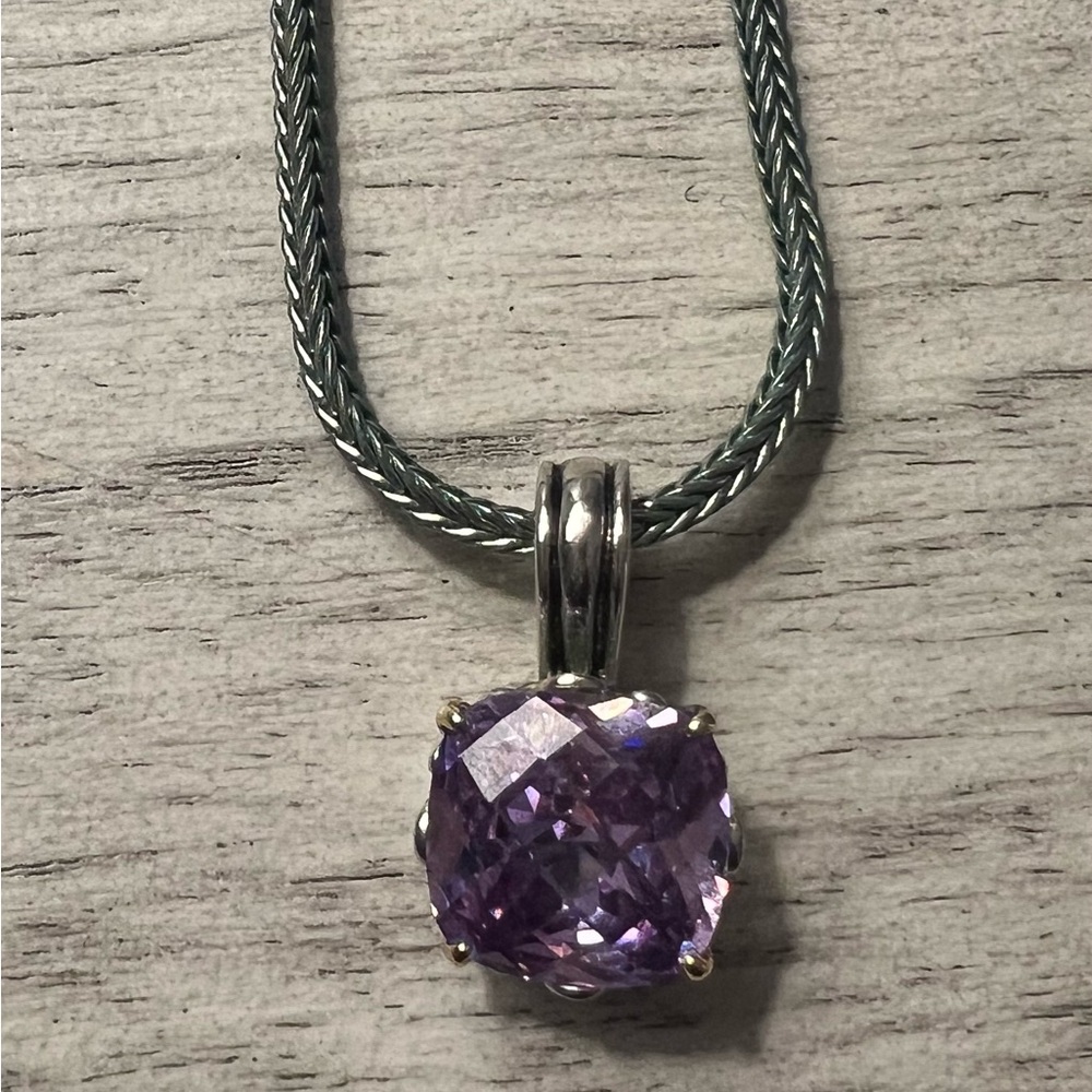 Rhodium-Plated Rope Amethyst Necklace